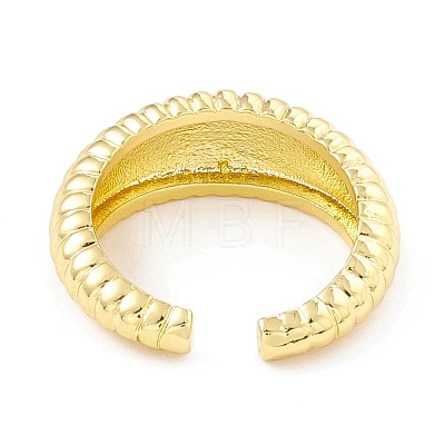 Rack Plating Brass Croissant Open Cuff Ring for Women RJEW-I083-04G-1