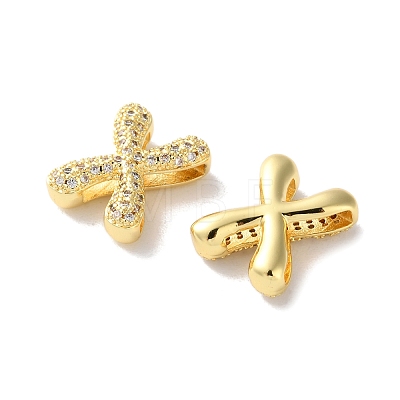 Rack Plating Brass Micro Pave Cubic Zirconia Slide Charms KK-C084-34G-X-1