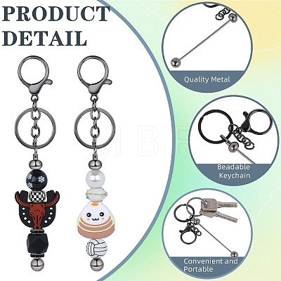 16Pcs Alloy Bar Beadable Keychain for Jewelry Making DIY Crafts KEYC-SZ0001-16B-1