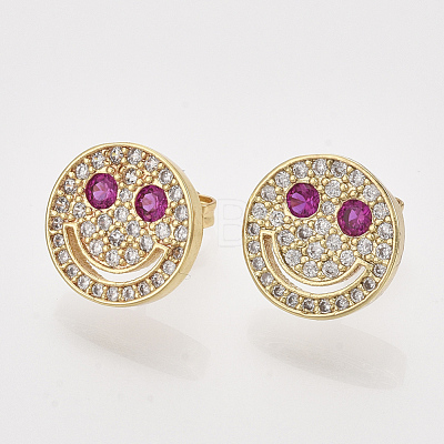 Brass Micro Pave Cubic Zirconia Stud Earrings EJEW-S201-193-1