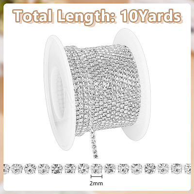 Glass Rhinestone Cup Chains LCHA-WH0004-02B-1
