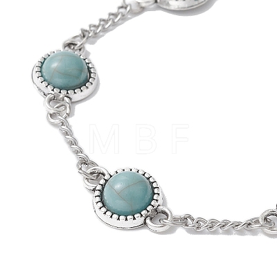 Alloy Resin Link Chain Bracelet with 304 Stainless Steel Curb Chains BJEW-JB09514-02-1