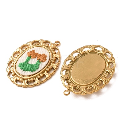 304 Stainless Steel & Cloth Embroidered Pendants FB-CBAFBAF-13G-03-1