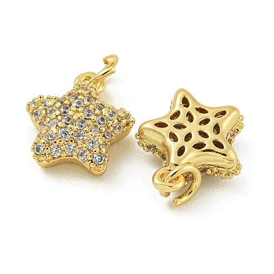 Rack Plating Brass Micro Pave Clear Cubic Zirconia Charms KK-Z067-23G-04-1