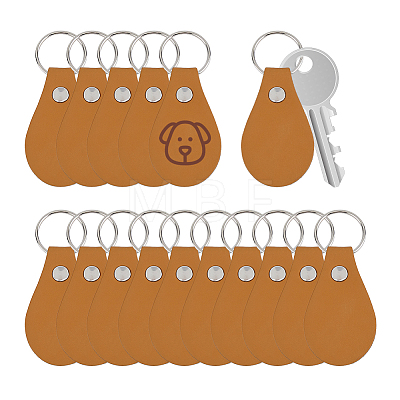 16Pcs Teardrop PU Leather Keychains KEYC-DC0001-47A-1