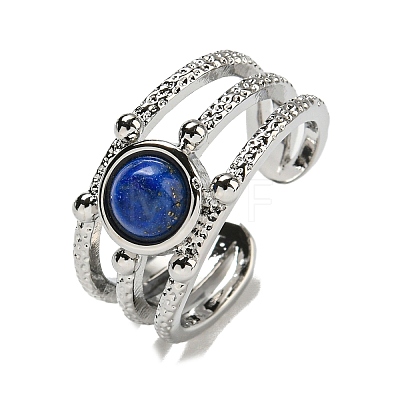 Natural Lapis Lazuli Adjustable Rings RJEW-K269-10P-08-1