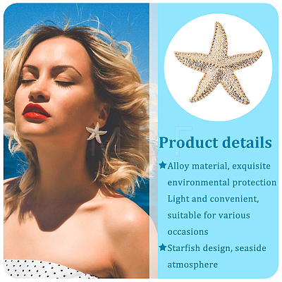 ANATTASOUL 4 Pair 4 Colors Alloy Starfish Dangle Stud Earrings with 304 Stainless Steel Pins EJEW-AN0004-47-1