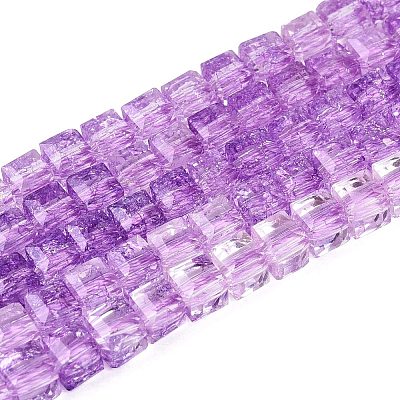 Crackle Transparent Glass Beads Strands GLAA-N062-4mm-09-1