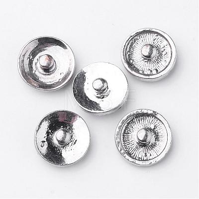 Antique Silver Tone Zinc Alloy Enamel Letter Jewelry Snap Buttons SNAP-N010-86V-NR-1