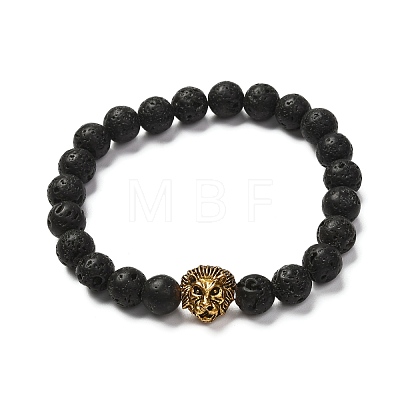 Natural Lava Rock Essential Oil Diffuser Bracelet for Men Women BJEW-JB06731-1