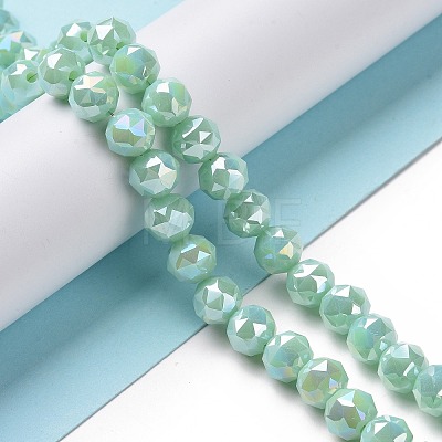 Electroplate Opaque Glass Beads Strands EGLA-H101-01-1