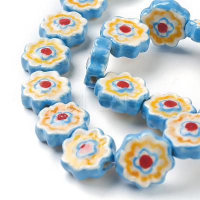 Handmade Porcelain Flower Beads Strands PORC-G006-14A-1