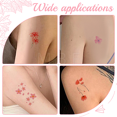 Flower Pattern Removable Temporary Water Proof Tattoos Paper Stickers AJEW-WH0413-03A-1