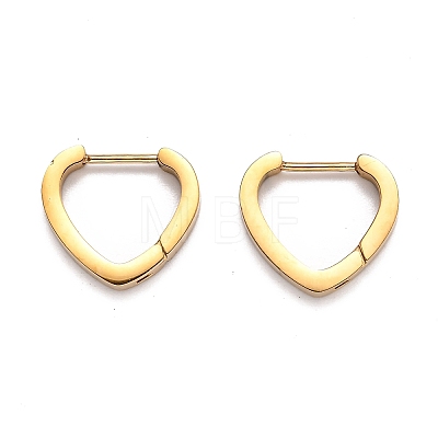 304 Stainless Steel Heart Huggie Hoop Earrings STAS-J033-15G-1