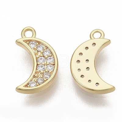 Brass Micro Pave Cubic Zirconia Charms X-KK-T050-30G-NF-1