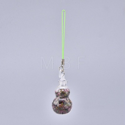 Transparent Glass Wishing Bottle Pendant Decoration HJEW-K033-B01-1