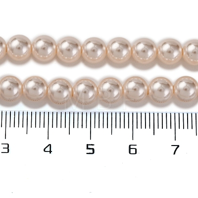 Baking Painted Pearlized Glass Pearl Round Bead Strands PEAR-H019-02B-01-1