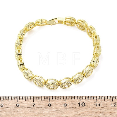 Brass Micro Pave Clear Cubic Zirconia Flat Round Link Chain Bracelets for Women BJEW-A034-01G-1