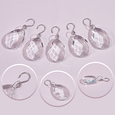 10Pcs Glass Pendant Decorations AJEW-SP0004-79-1