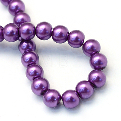Baking Paint Pearlized Glass Pearl Round Bead Strands X-HY-Q003-6mm-37-1