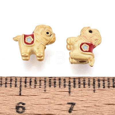 925 Sterling Silver Dark Red Enamel Beads STER-T008-63G-1