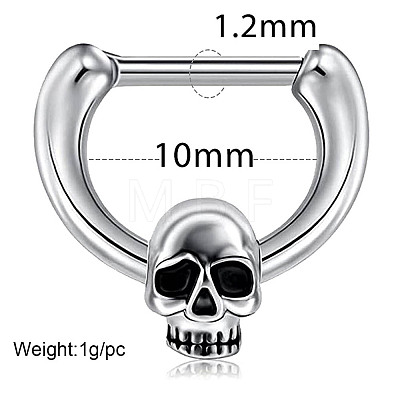 304 Stainless Steel Skull Circular/Horseshoe Barbell Nose Rings WG89838-01-1