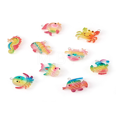 32pcs 8 style Ocean Theme Transparent Resin Pendants RESI-TA0001-46-1