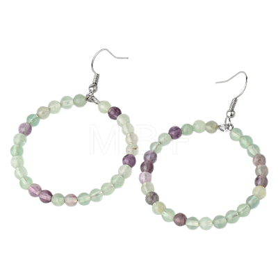 Fashionable Natural Fluorite Hoop Earrings for Women KJ9273-12-1