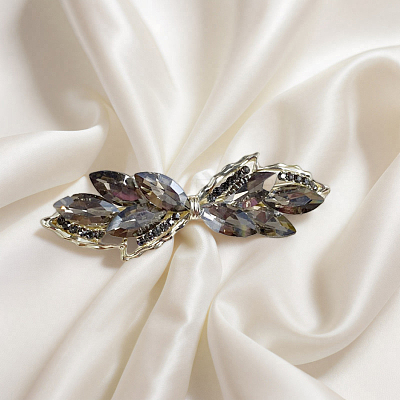 Crystal Glass Hair Barrettes PW-WG41250-03-1