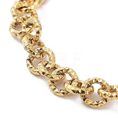 Ion Plating(IP) 304 Stainless Steel Textured Rolo Chain Bracelet BJEW-K226-02G-1