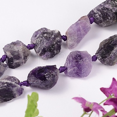 Natural Amethyst Nuggets Bead Strands G-L366-01-1