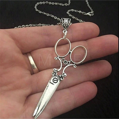 Vintage Alloy Scissors Shaped Pendant Necklaces for Women FS-WG6A66B-01-1