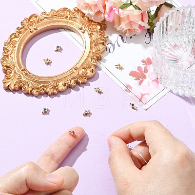 16Pcs 8 Colors Brass Micro Pave Cubic Zirconia Multi-Strand Links FIND-CJ0005-87-1