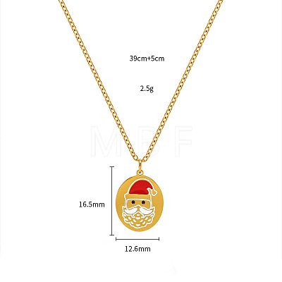 Christmas 304 Stainless Steel Enamel Pendant Necklaces FS-WGDAA96-10-1