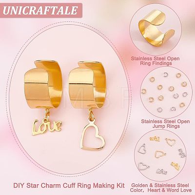 Unicraftale DIY Love Charm Cuff Ring Making Kit STAS-UN0039-60-1