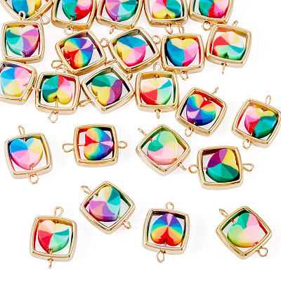 25Pcs Polymer Clay Heart & CCB Square Frame Links Connector Charms CLAY-TADJ0001-05-1