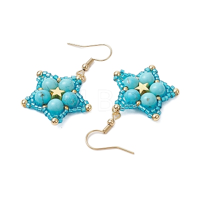 Synthetic Turquoise Dangle Earrings EJEW-JE06238-05-1