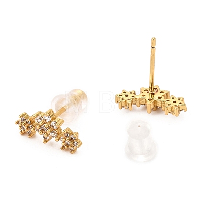 Brass Micro Pave Cubic Zirconia Stud Earrings EJEW-F273-15B-G-1