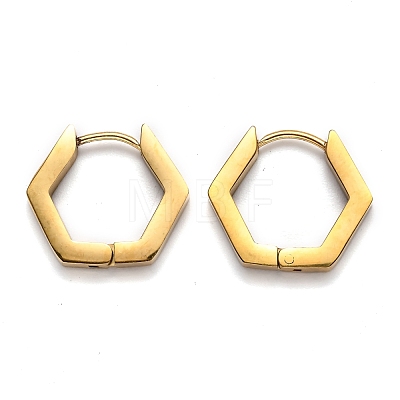304 Stainless Steel Hexagon Huggie Hoop Earrings STAS-H156-03C-G-1