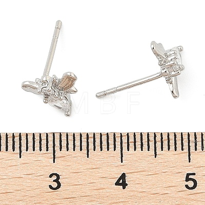 Brass Micro Pave Clear Cubic Zirconia Stud Earrings EJEW-R016-26P-11-1