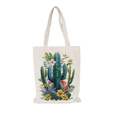 Cactus Printed Canvas Women's Tote Bags ABAG-L018-E02-1