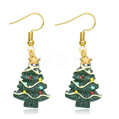 Christmas Theme Alloy Plastic Dangle Earrings FS-WG6FBD6-03-1