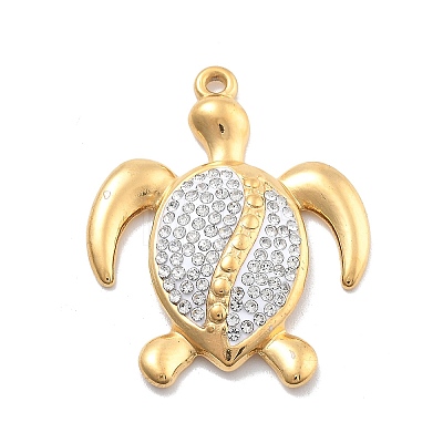 304 Stainless Steel Polymer Clay Rhinestone Pendants RESI-R155-012G-03-1