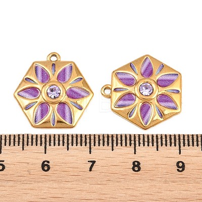 304 Stainless Steel Enamel & Rhinestone Pendants LS-STAS-G398-26G-03-1