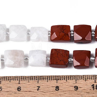 Natural Canada Jade & Red Jasper & Rainbow Moonstone Beads Strands G-T144-18B-01-1