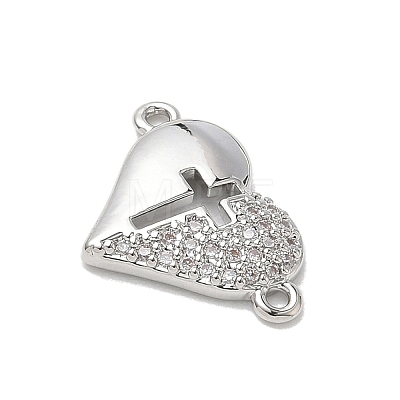 Brass Micro Pave Clear Cubic Zirconia Connector Charms KK-E796-05P-1