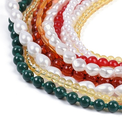 Bohemian Glass Beaded Multi Layered Necklaces for Women NJEW-K384-02A-1