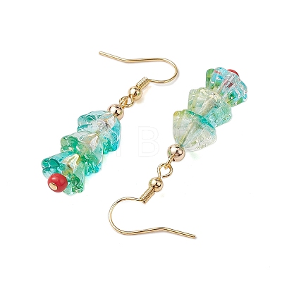 Christmas Tree Glass Dangle Earrings EJEW-TA00496-1