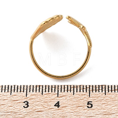 304 Stainless Steel Starfish & Shell Open Cuff Rings for Women RJEW-C095-09G-1