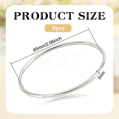 8Pcs 304 Stainless Steel Thin Wrap Bangle for Women BJEW-BC0001-16P-1
